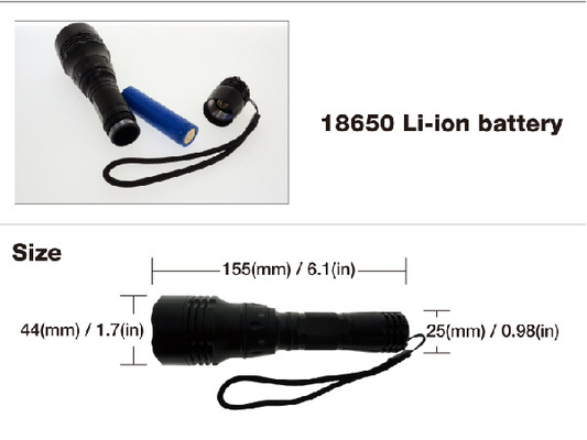 Twardy mały rozmiar Latarka LED nurkowania 18650 z przełącznikiem obrotowym sterowania magnesem