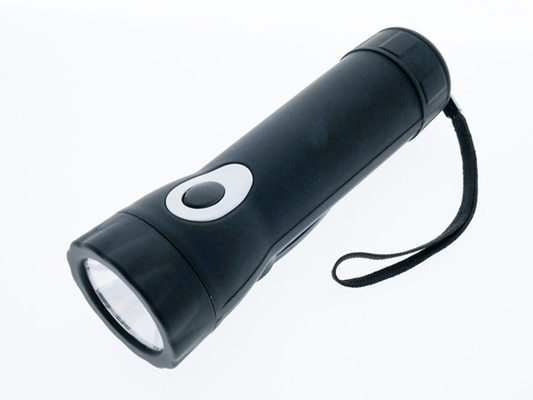 Lampa błyskowa LED Dynamo z mechanizmem korbowym o mocy 0,5W i funkcją podświetlenia w kolorze czarnym